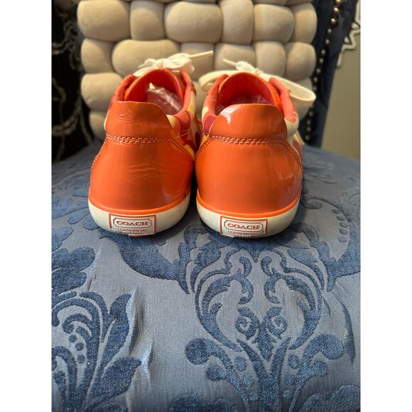 Coach Barrett Orange and Pink Logo Sneakers size 8 - Picture 3 of 7